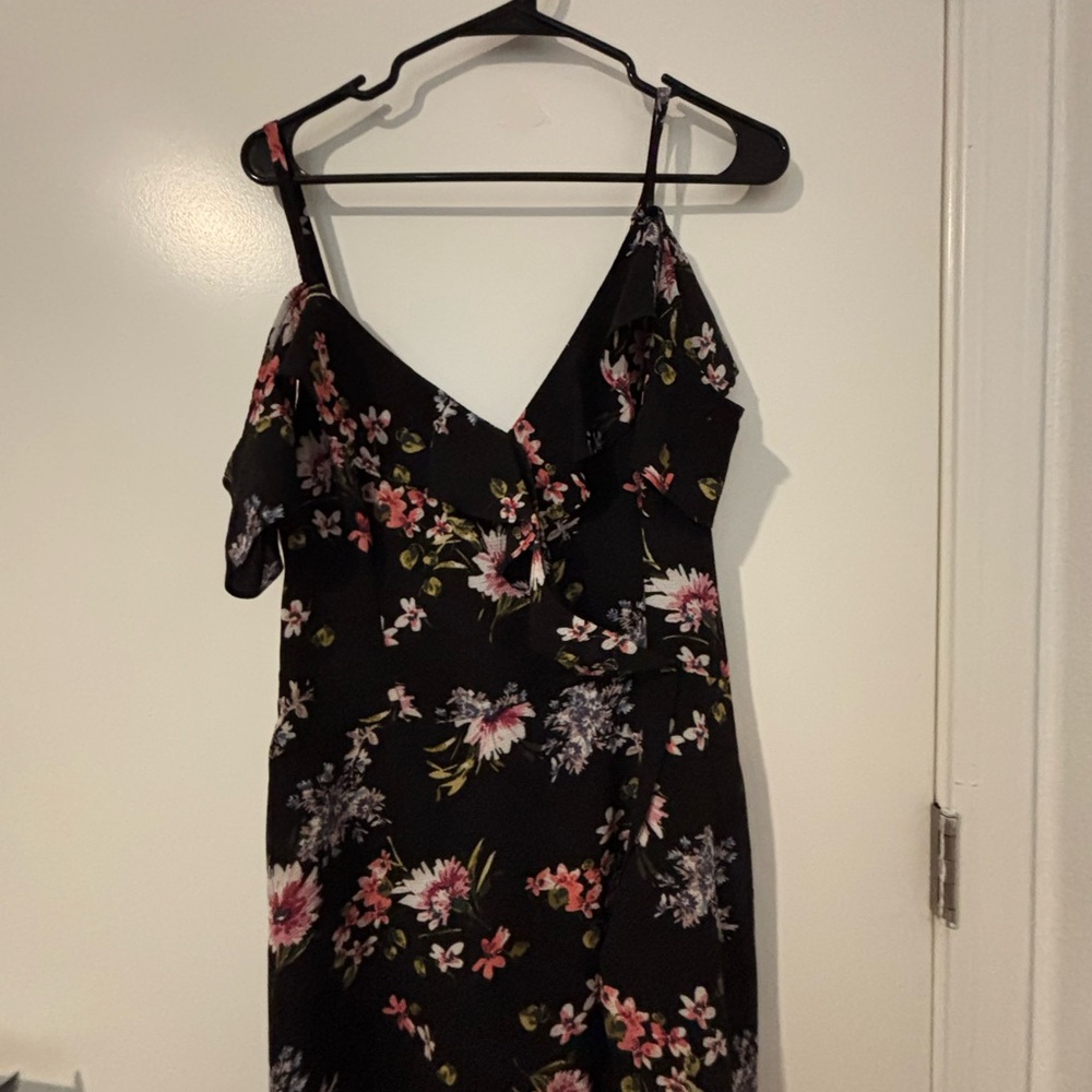 Iz Byer Black and Pink Asymmetrical Ruffled Maxi Dress - Picture 6 of 12